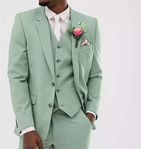 Sage Green Suit Men 3 Piece Tuxedo Formal Sage Green Suit Etsy