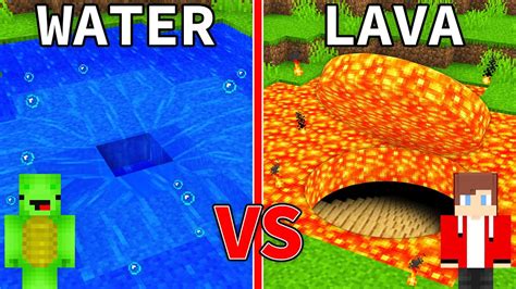 Jjs Lava Base Vs Mikeys Water House Secret Passage Build Battle In Minecraft Maizen Youtube