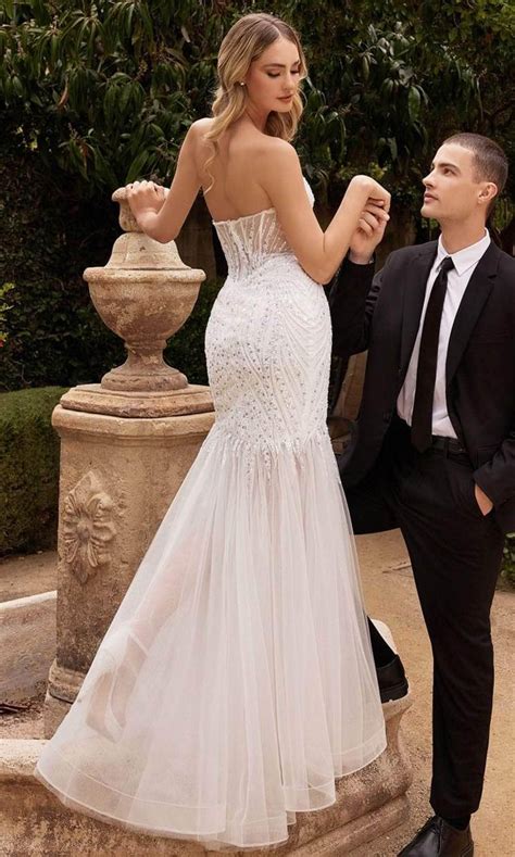 Ladivine Cd0215w Strapless Beaded Mermaid Gown Couture Candy