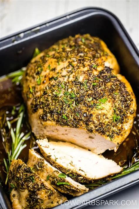 Super Juicy Roasted Turkey Breast With Garlic Herb Butter