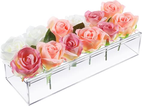 Amazon.com: Clear Acrylic Flower Vase Rectangular Floral Centerpiece ...