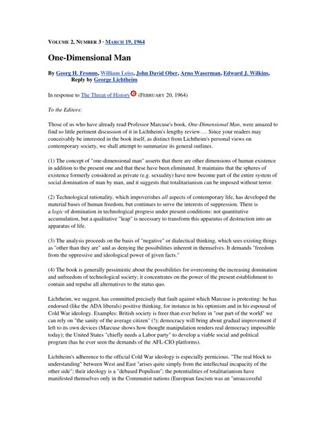 (PDF) Review of One-Dimensional Man