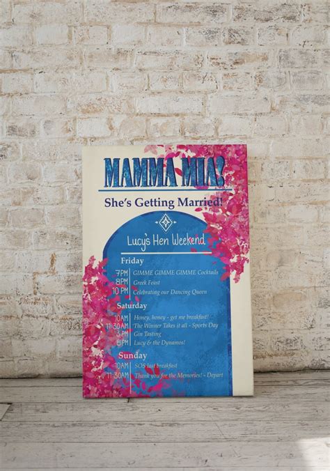 Mamma Mia Theme Hen Party Itinerary Editable DIY Template - Etsy Australia