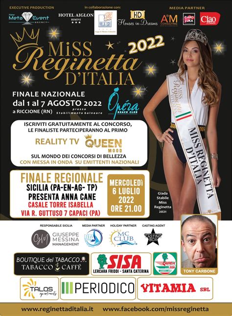 Miss Reginetta Ditalia Una Serata Allinsegna Della Bellezza Finale