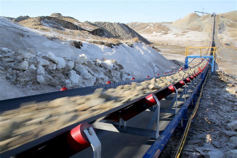 Industrial Conveyor Belt Moves Ore From A Quarry Stock Photo Image Of