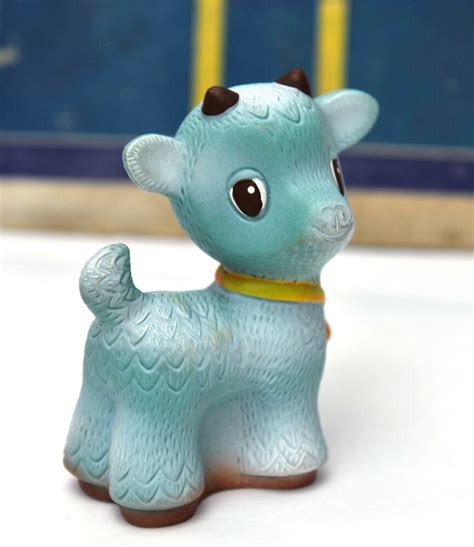 Ussr Toy Blue Rubber Goat Toy Soviet Russia Toy For Collector Great