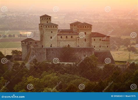 Torrechiara Castle At Sunrise Stock Image - Image of parma, italian: 5958243