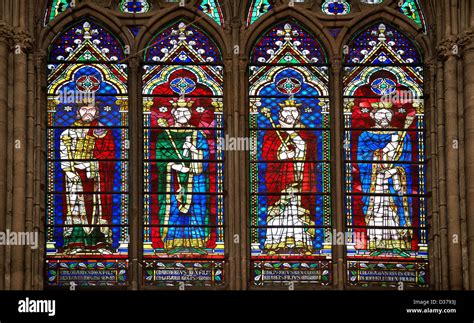 Medieval Gothic Stained Glass Window Showing The Kings Of The Cathedral