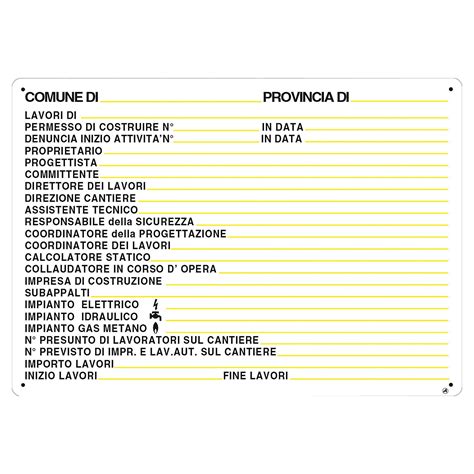 TARGA CANTIERE COMUNE IN POLIONDA 68x48 Cm