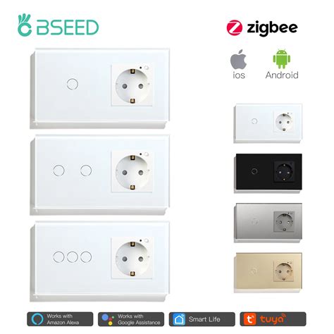 Bseed interruptor inteligente Zigbee 1 2 3 1Way Gang enchufe estándar