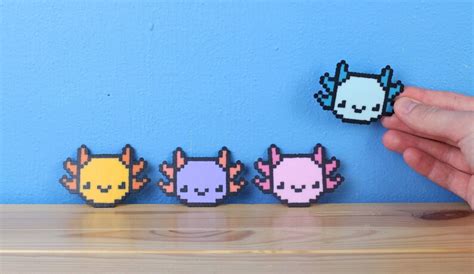 Axolotl Perler Bead Art Magnet Or Keychain Etsy