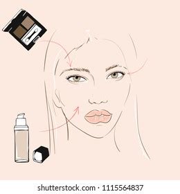 Beautiful Woman Face Nude Makeup Hand Stock Vector Royalty Free