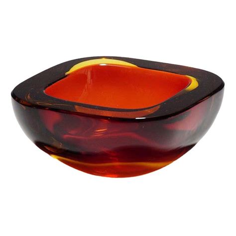 A Heavy Murano Sommerso Glass Bowl Most Probably Manufactured By Seguso