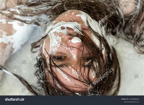 Portrait Sexy Nude Brunette Woman Long Stock Photo 2459396041