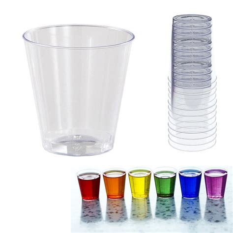 20 Clear Disposable Shot Glasses Hard Plastic 1 Oz Vodka Jelly Wedding Party Bar