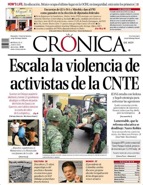 Periódico La Crónica De Hoy México Periódicos De México Edición De