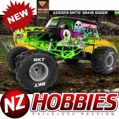 Axial Axi03019 110 Smt10 Grave Digger Monster Jam Truck 4wd W Radio