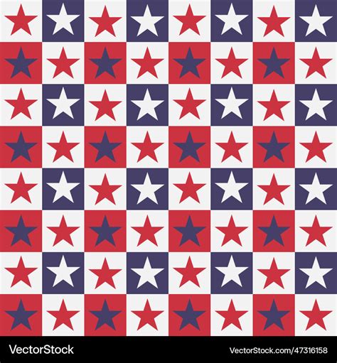 Red Blue Checkered Stars Seamless Pattern Vector Image