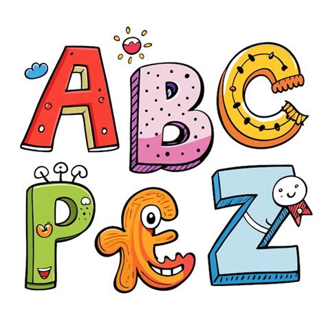 Letras Coloridas Do Alfabeto De Desenho Animado A B C P E E Z Vetor