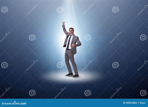 The Businessman In The Spotlight In Business Concept Stock Photo