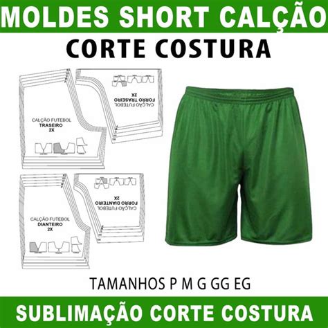 Modelagem Short Adulto Calção Futebol Corte Costura Corel Elo7