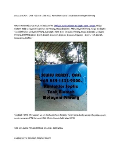 Selalu Ready Call Kontaktor Septic Tank Biotech