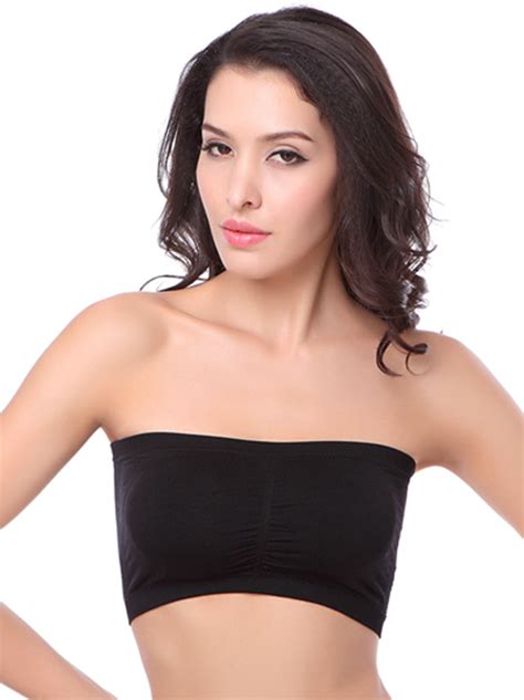 Women Seamless Push Up Bandeau Crop Tube Top Bra Strapless Padded Bral