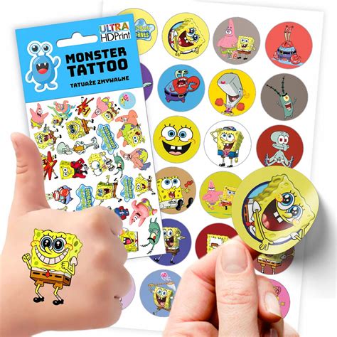 Zestaw Naklejki Tatua E Dla Dzieci Dzieci Ce Spongebob Kanciastoporty