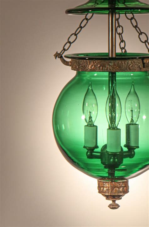 Antique Emerald Green Glass Globe Bell Jar Lantern At 1stDibs Antique