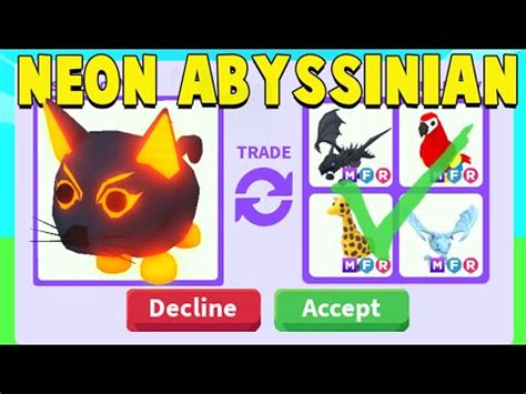 Trading First Neon Abyssinian Cat In Adopt Me Youtube