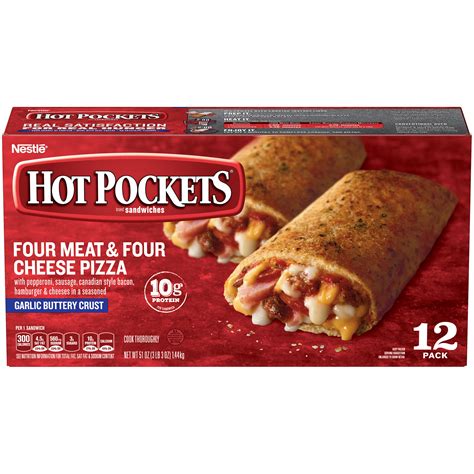 Hot Pockets Four Meat Four Cheese Pizza Frozen Sandwiches Ct Box