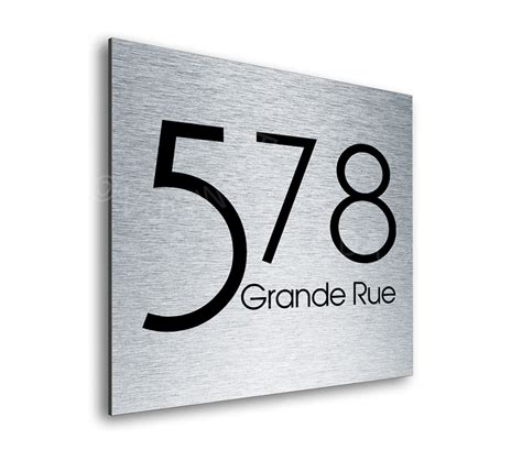 Contemporary Brushed Metal Door Number Sign Ad103 Bs Decamoda