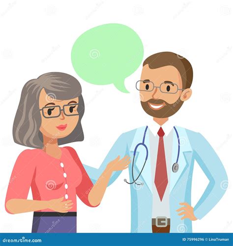 Doctor And Senior Patient Woman Talking To Physician Stock Vector