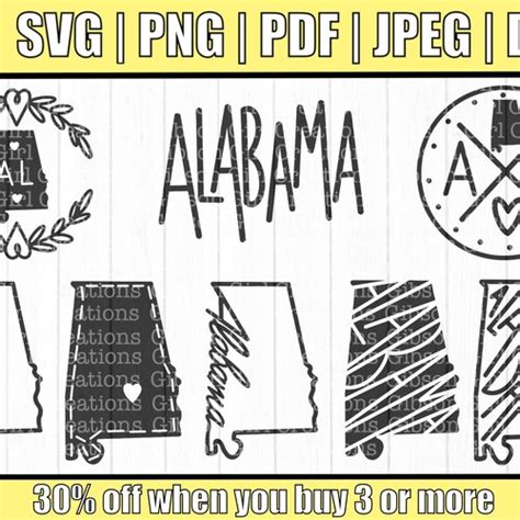 Alabama State Svg Files Alabama Silhouette Cut Files Etsy