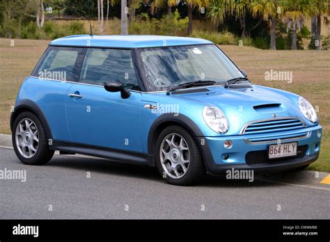 Blue Mini Cooper Stock Photo Alamy