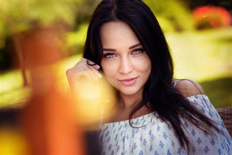 Women Brunette Blue Eyes Smiling Face Angelina Petrova Giovanni