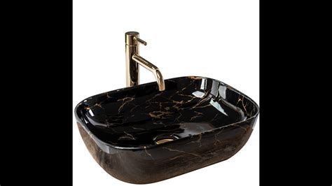 Lavabo Sobre Encimera Rea Belinda Black Marble Shiny Rea