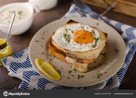 Croque Madame Sandu Che Comida Deliciosa Fotografia Alimentos Foto