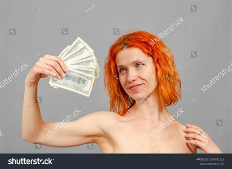 Naked Woman Money Red Hair Blue Stock Photo 2156021525 Shutterstock