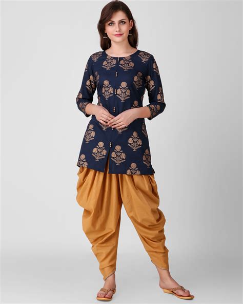 Blue Gold Print Dhoti Set By Simply Kitsch The Secret Label