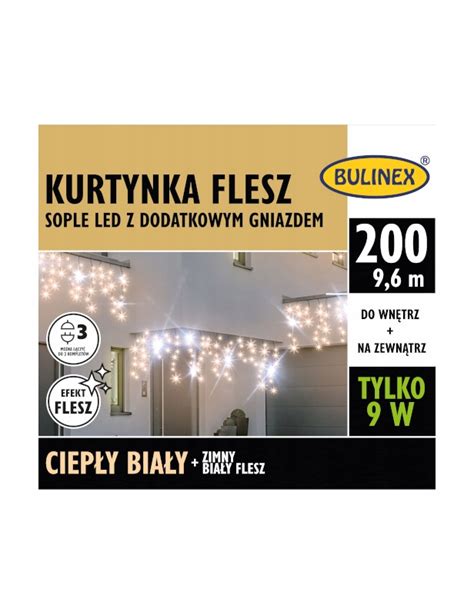 Kurtyna zewnętrzna Bulinex sople 200 LED 9 6m ciepła biała biały