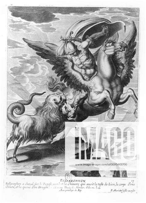 Bellerophon Mythology Straddling Pegasus Fights The Chimera Who Had