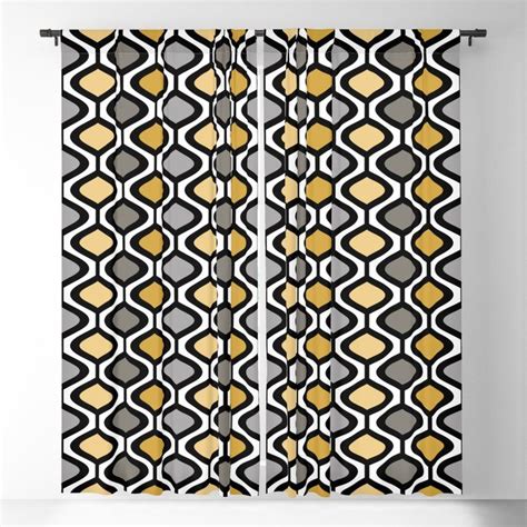 Mid Century Modern Rounded Diamond Pattern Black Gray Gold Butter