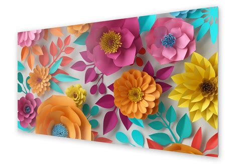 Panel Kuchenny HOMEPRINT Kwiaty Z Origami 125x50 Cm HOMEPRINT Sklep