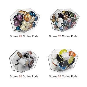 Recaps Coffee Pods Storage Holder Kitchen Organizer Plexiglass