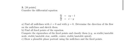 Solved 3 10 Points Consider The Differential Equation