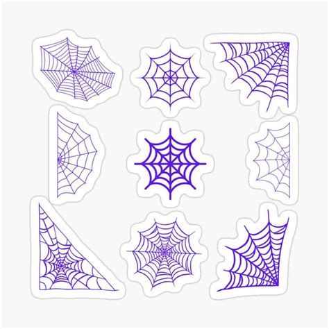 Purple Spider Web Stickers On A White Background Set Of Six Different