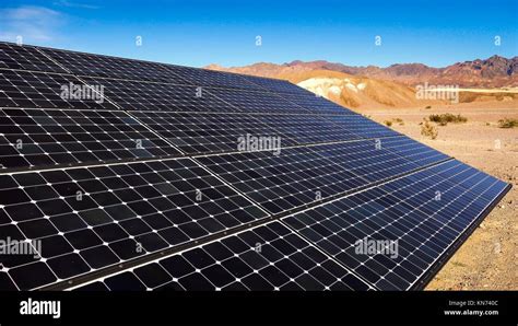 Solar Panels Soak Up The Sun In The Mojave Desert In Death Valley