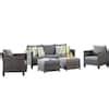 OVIOS New Vultros Gray 5 Piece Wicker Outdoor Patio Conversation