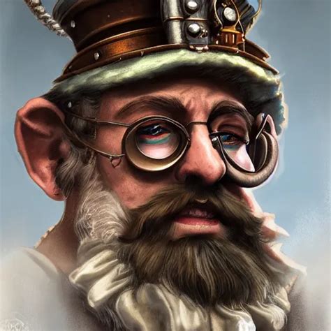 A Portrait Painting Of Baradin The Steampunk Dwarf Stable Diffusion